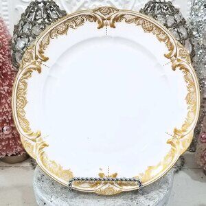 French SEVRES 18th Century "Frise D'Or" Gold Gilt Lattice White Dinner Plate #2